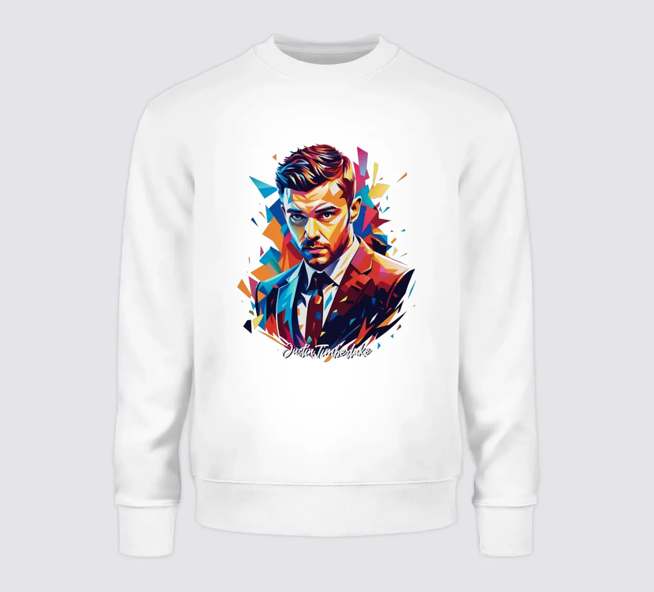 Justin Timberlake Portrait in WPAP Pop Art sweatshirt van vectorartnesia