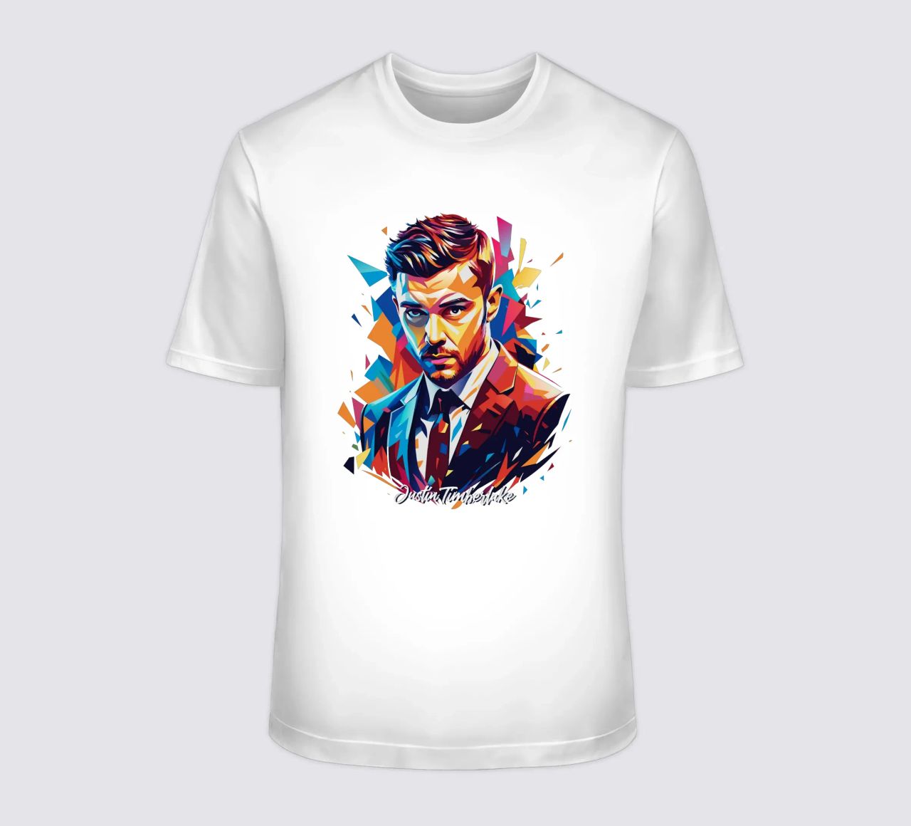Justin Timberlake Portrait in WPAP Pop Art t-shirt da vectorartnesia