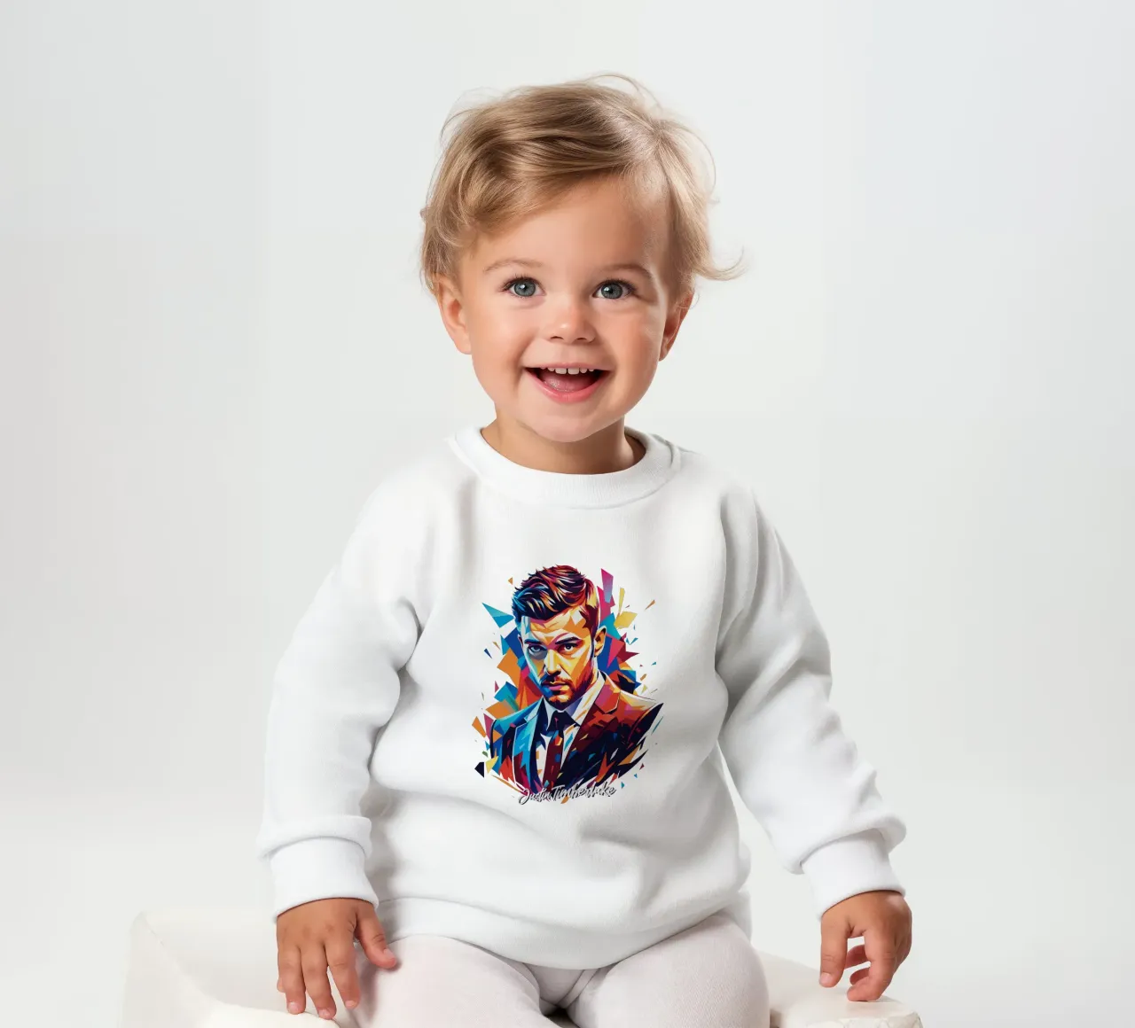 Justin Timberlake Portrait in WPAP Pop Art Baby Sweatshirt von vectorartnesia