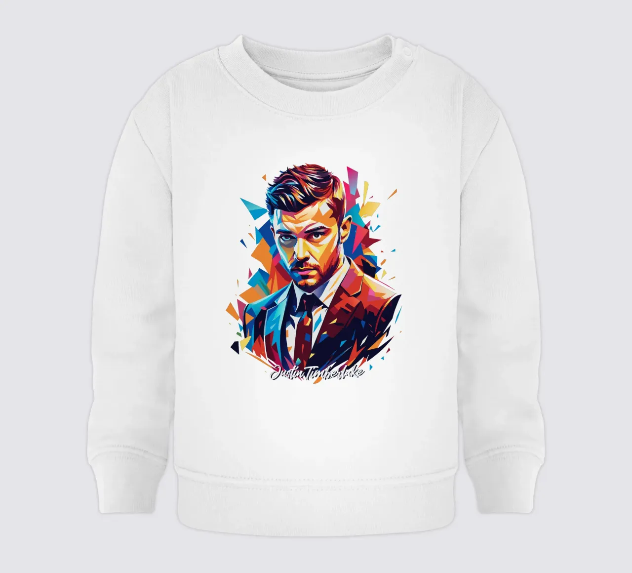 Justin Timberlake Portrait in WPAP Pop Art baby sweatshirt by vectorartnesia