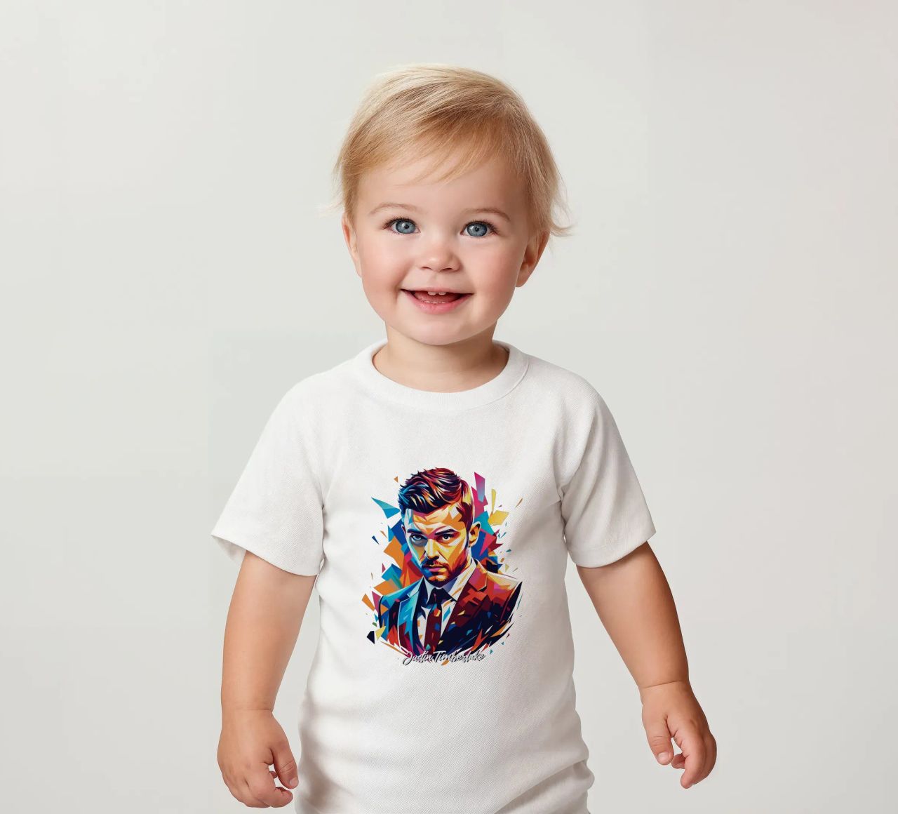 Justin Timberlake Portrait in WPAP Pop Art maglietta neonato da vectorartnesia