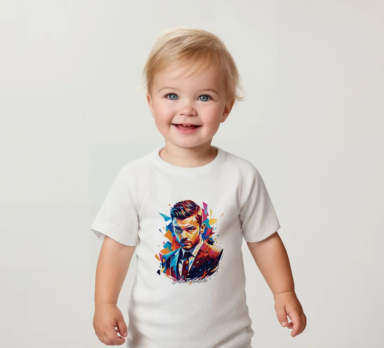Justin Timberlake Portrait in WPAP Pop Art maglietta neonato da vectorartnesia