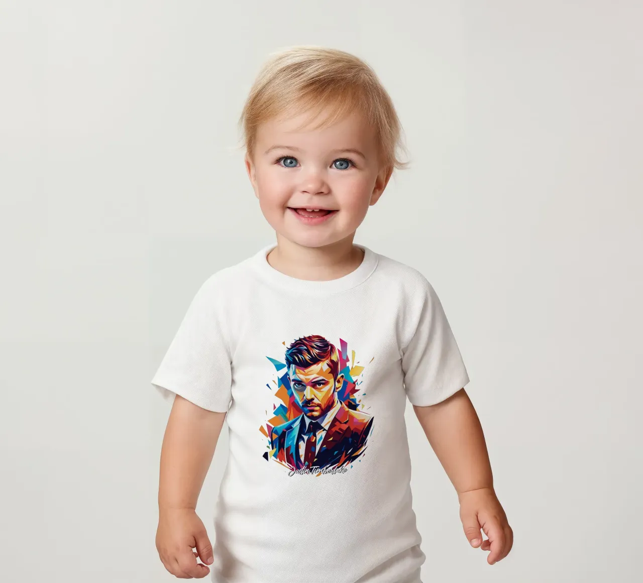 Justin Timberlake Portrait in WPAP Pop Art camiseta de bebé de vectorartnesia