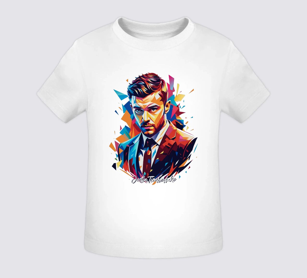 Justin Timberlake Portrait in WPAP Pop Art maglietta neonato da vectorartnesia