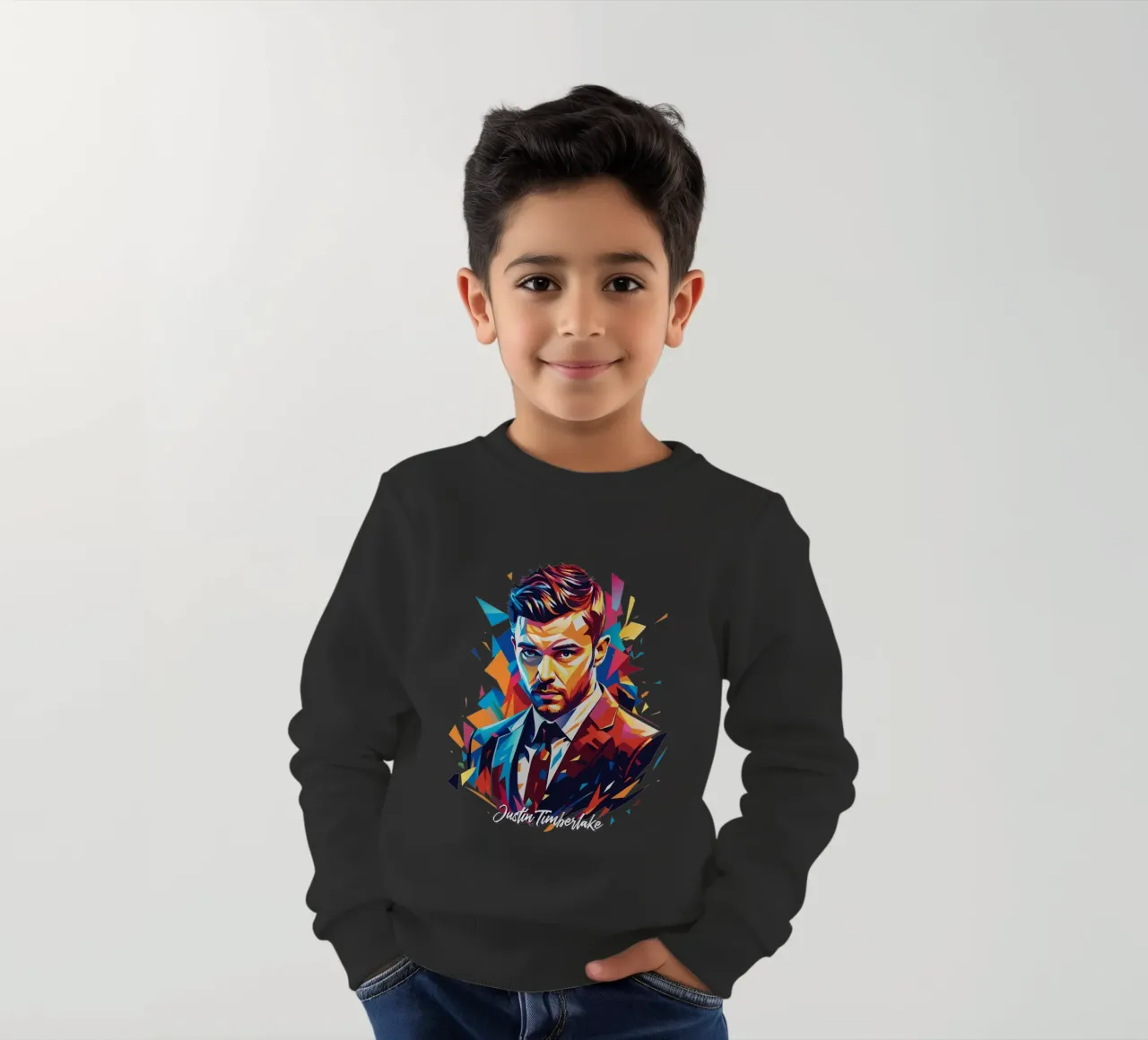 Justin Timberlake Portrait in WPAP Pop Art felpa bambino da vectorartnesia
