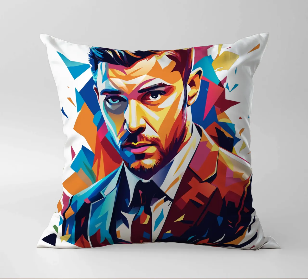 Justin Timberlake Portrait in WPAP Pop Art cuscino da vectorartnesia
