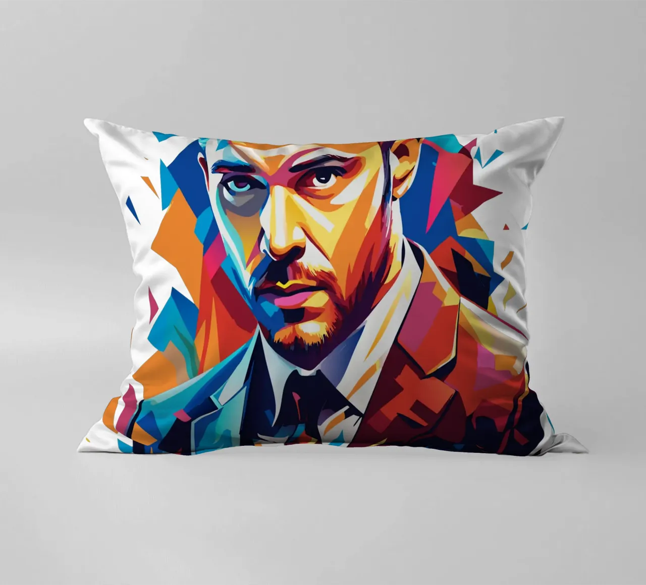 Justin Timberlake Portrait in WPAP Pop Art cuscino da vectorartnesia