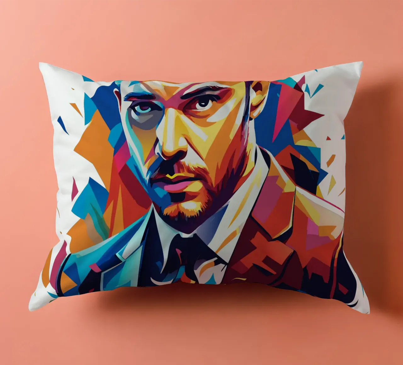Justin Timberlake Portrait in WPAP Pop Art Kissen von vectorartnesia