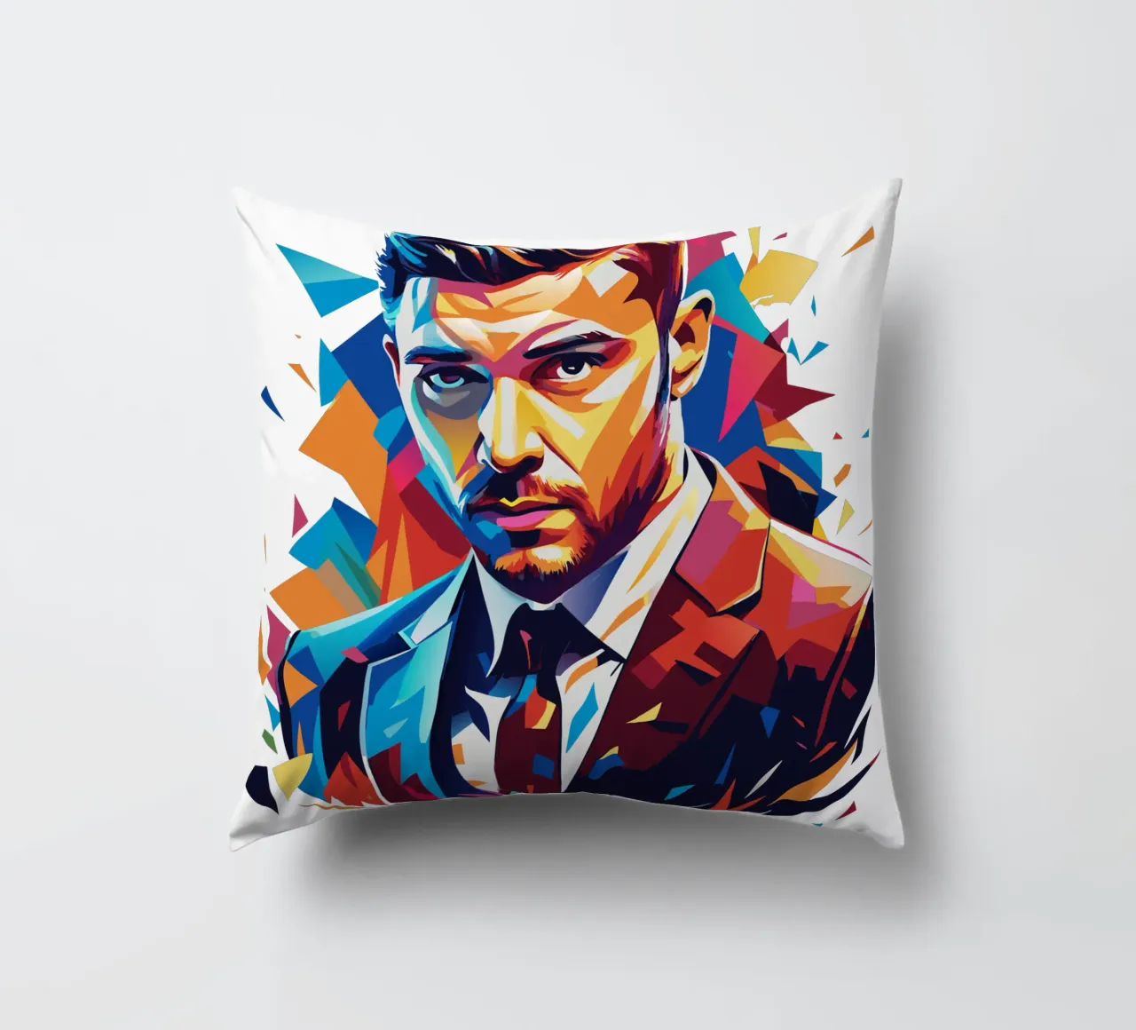 Justin Timberlake Portrait in WPAP Pop Art cuscino da vectorartnesia