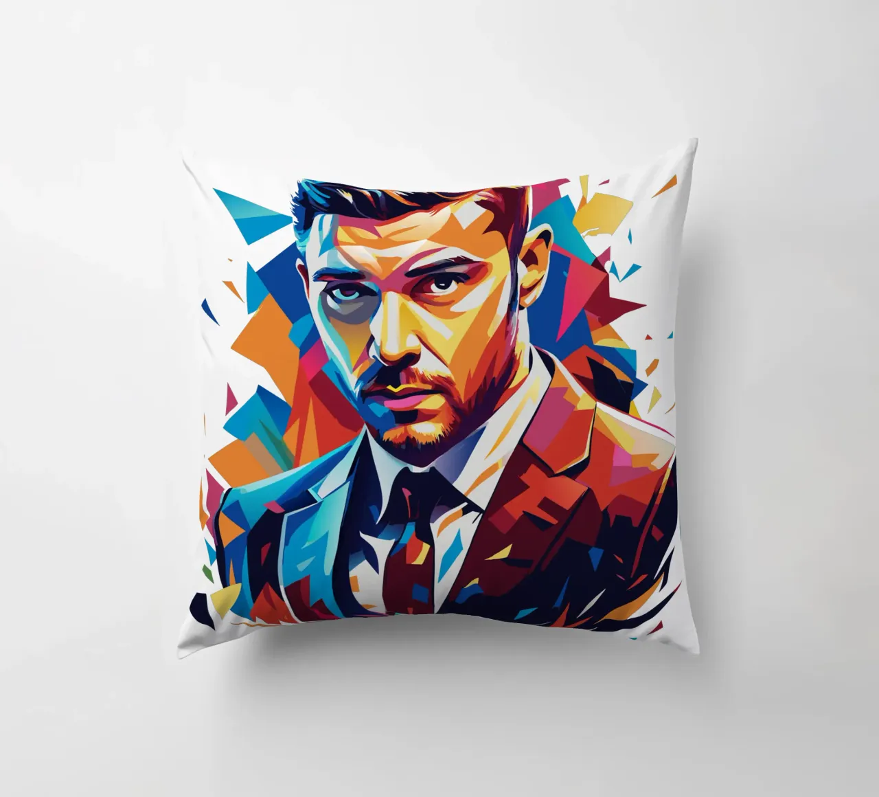 Justin Timberlake Portrait in WPAP Pop Art cuscino da vectorartnesia
