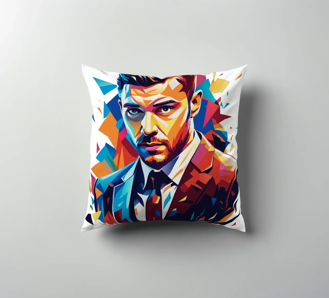 Justin Timberlake Portrait in WPAP Pop Art cuscino da vectorartnesia