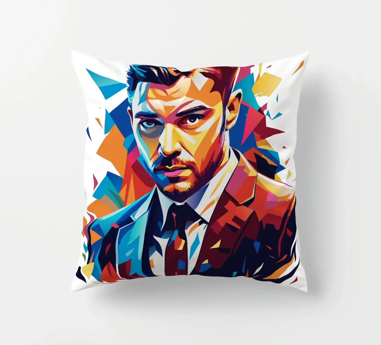 Justin Timberlake Portrait in WPAP Pop Art cuscino da vectorartnesia