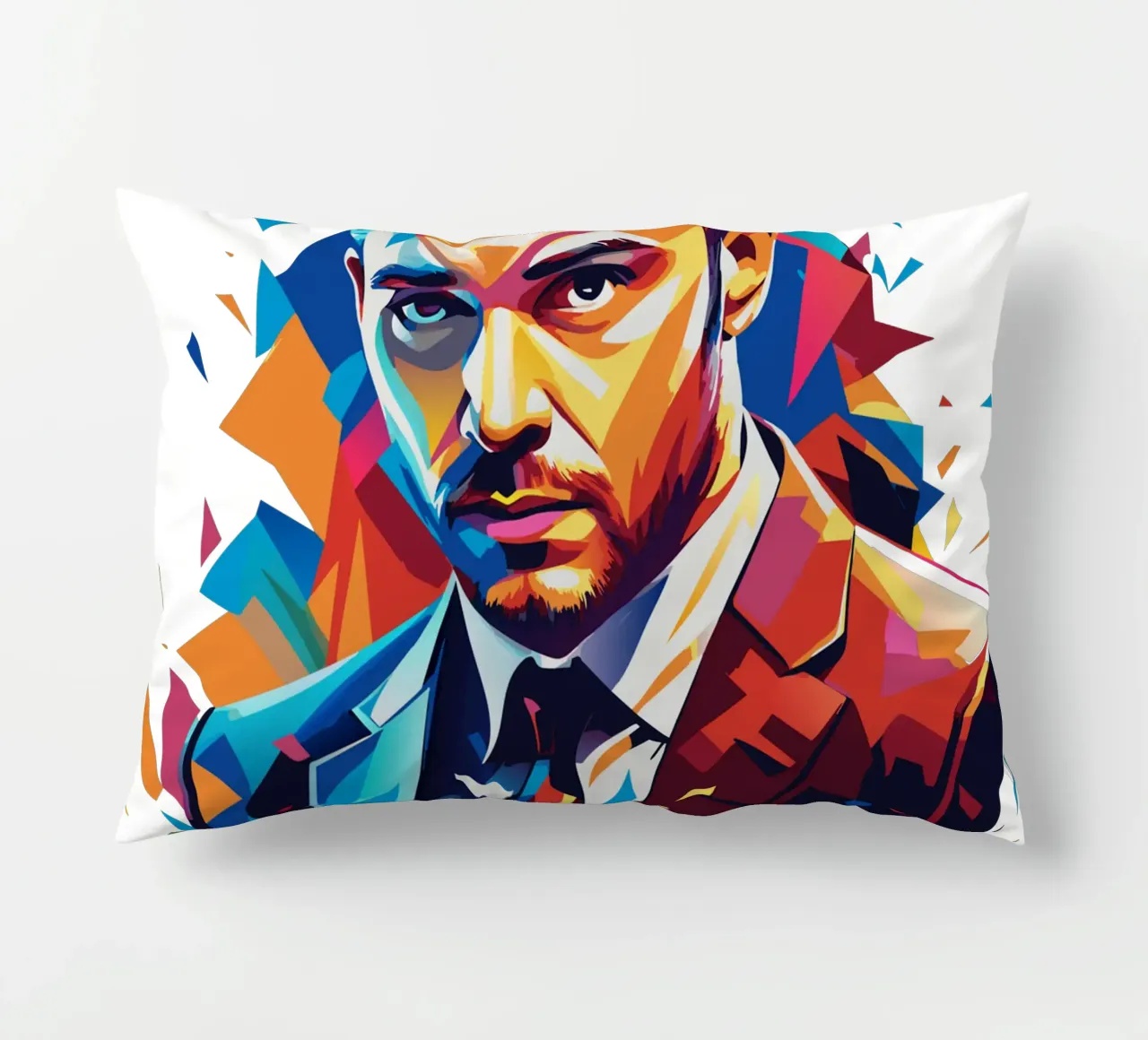 Justin Timberlake Portrait in WPAP Pop Art Kissen von vectorartnesia