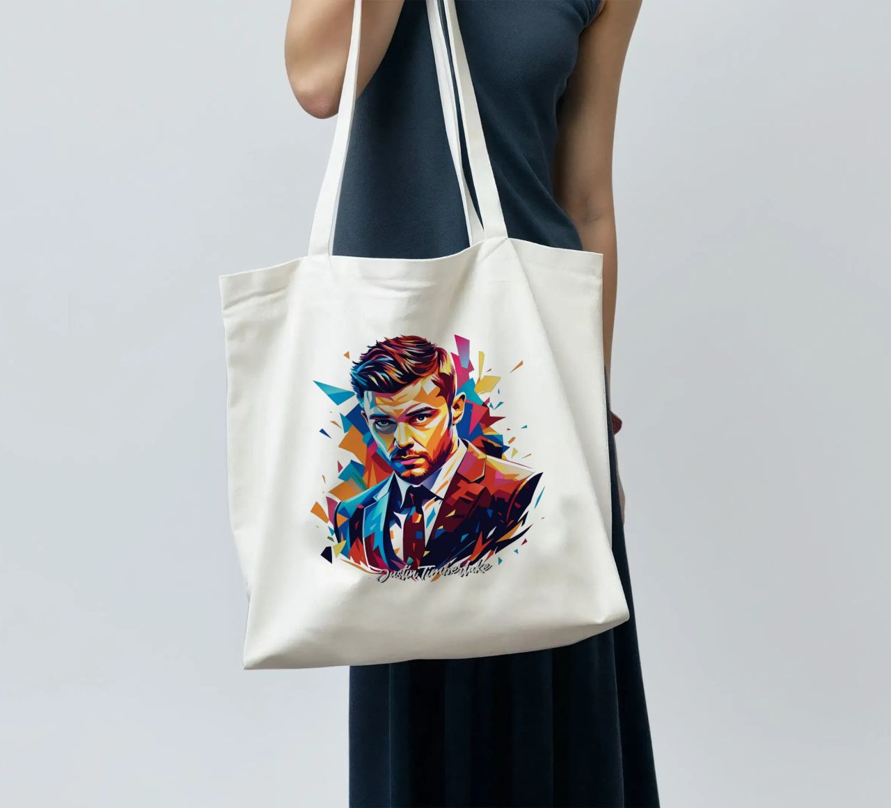 Justin Timberlake Portrait in WPAP Pop Art borsa in juta da vectorartnesia