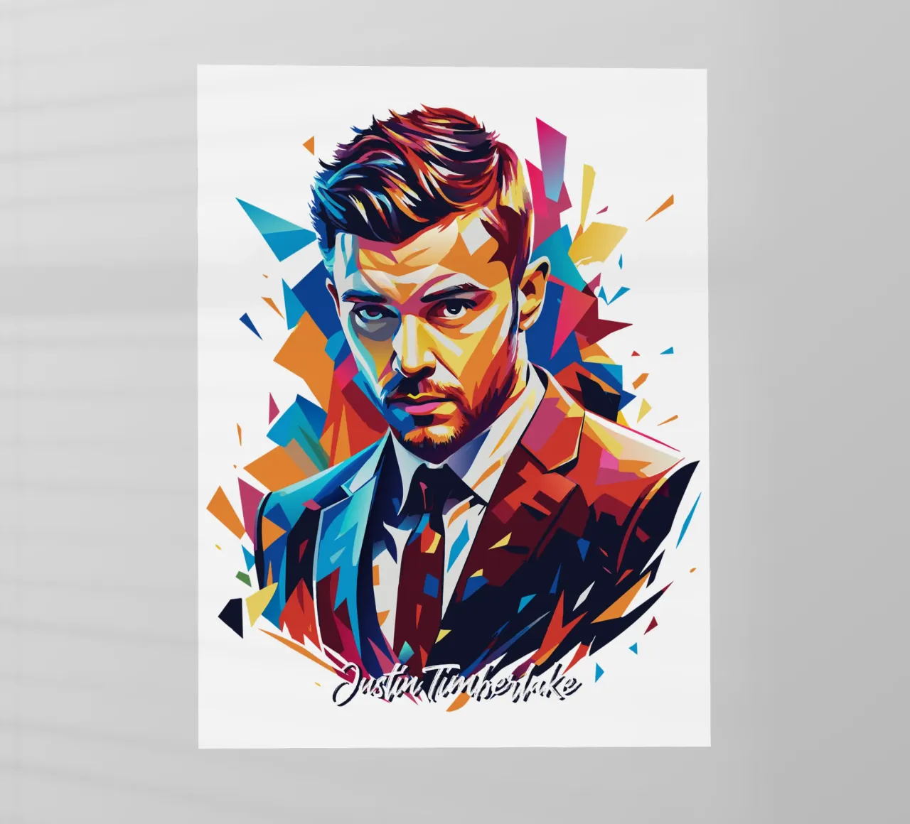 Justin Timberlake Portrait in WPAP Pop Art pellicola backlit da vectorartnesia