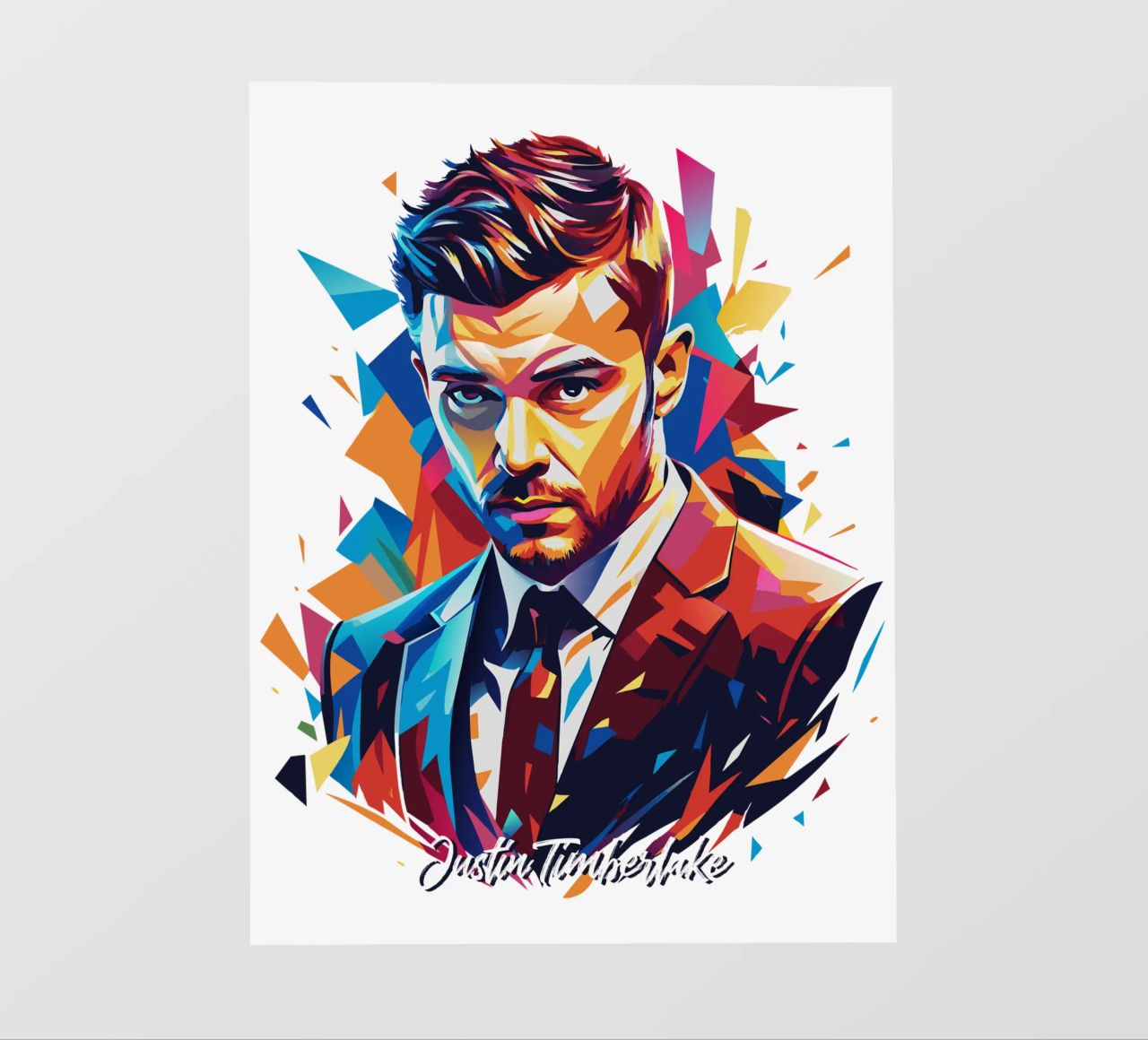 Justin Timberlake Portrait in WPAP Pop Art pellicola backlit da vectorartnesia