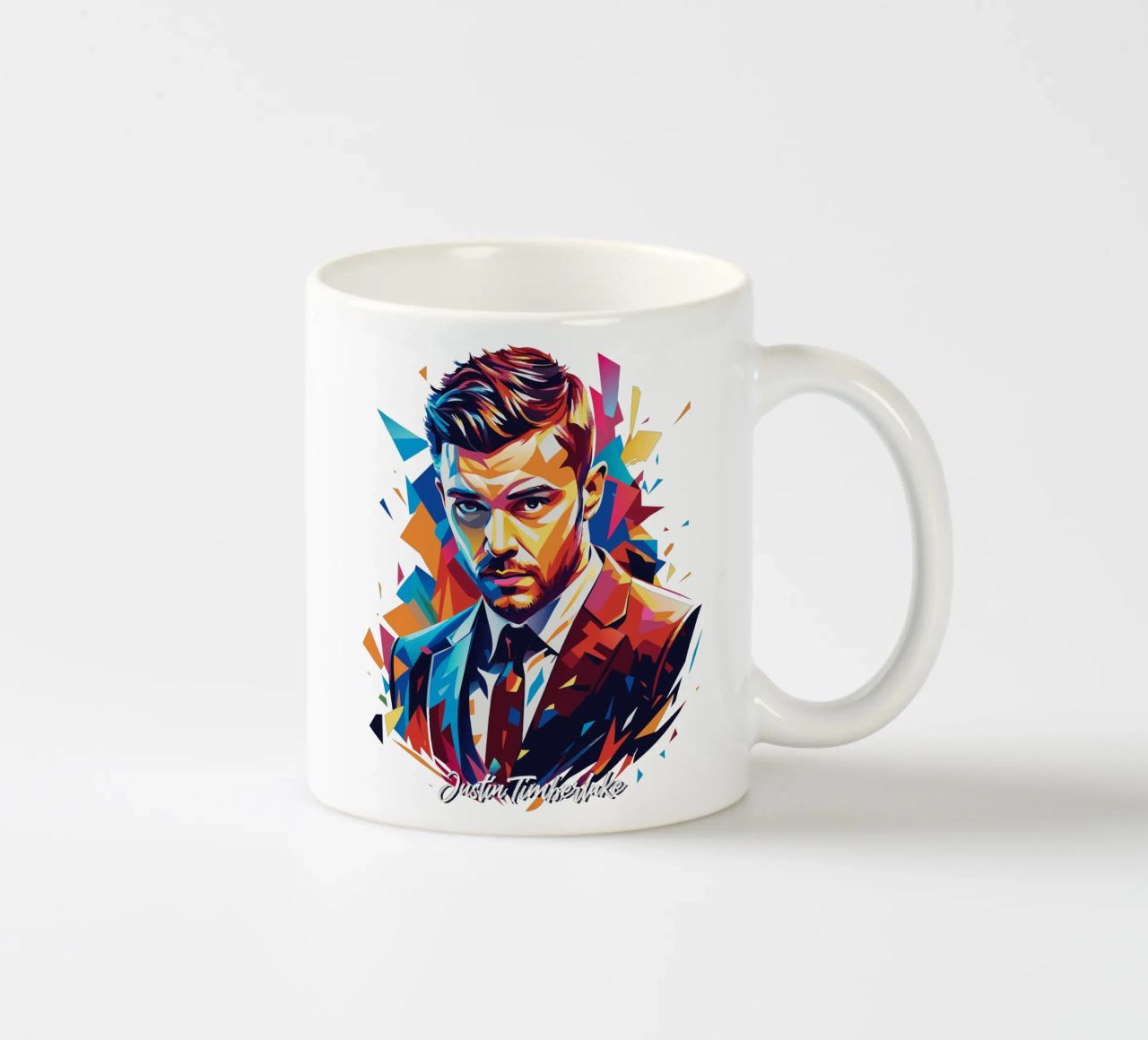 Justin Timberlake Portrait in WPAP Pop Art tazza in ceramica da vectorartnesia