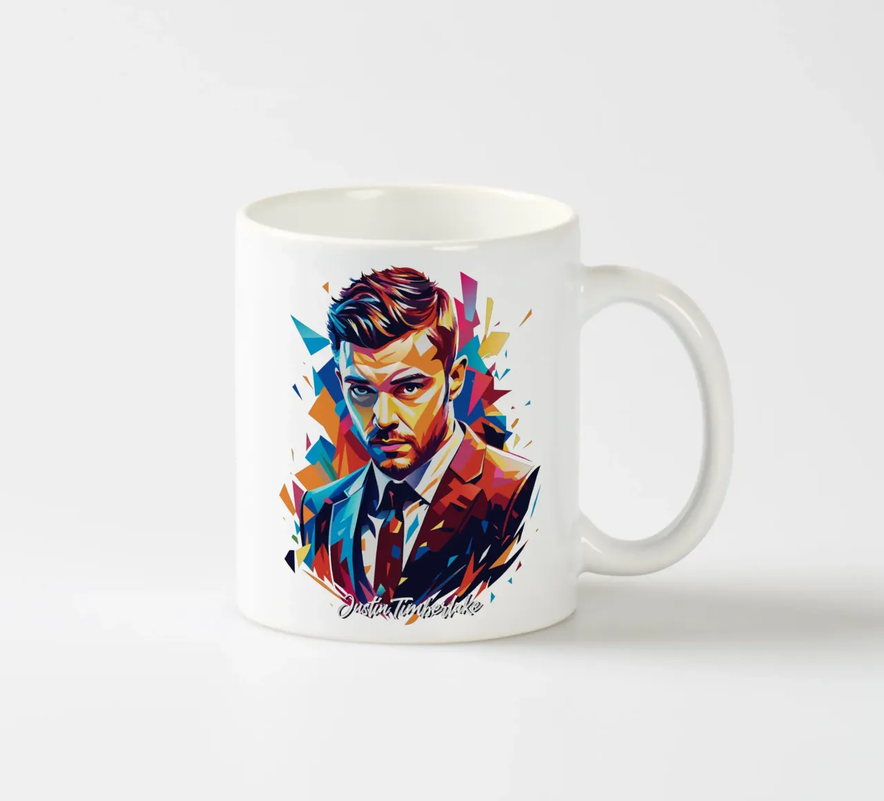 Justin Timberlake Portrait in WPAP Pop Art mug en céramique de vectorartnesia