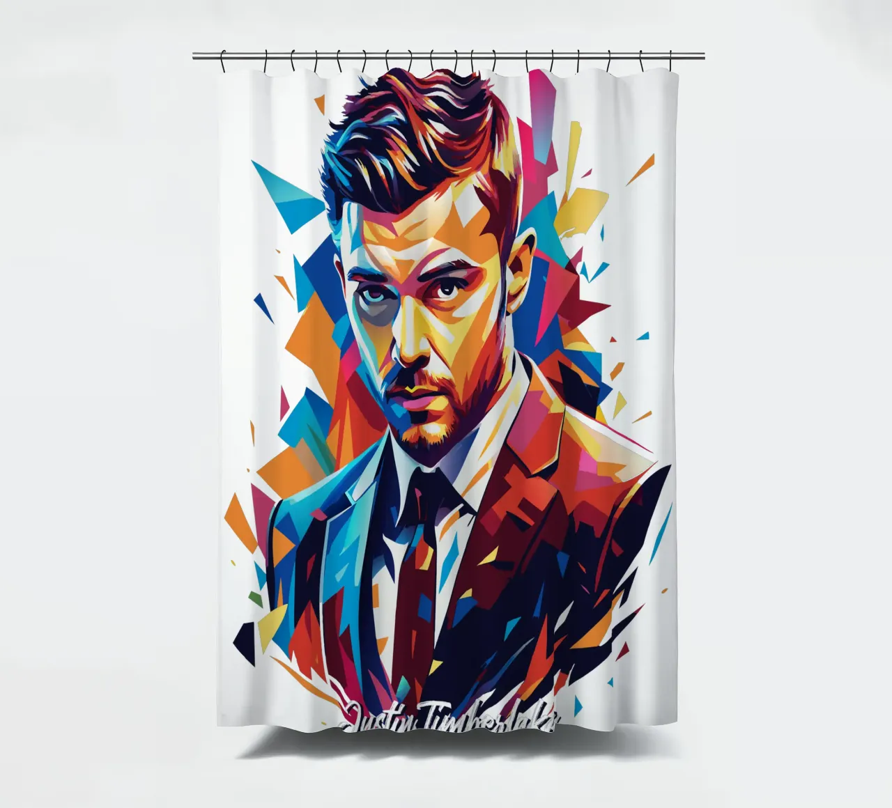 Justin Timberlake Portrait in WPAP Pop Art tenda da doccia da vectorartnesia