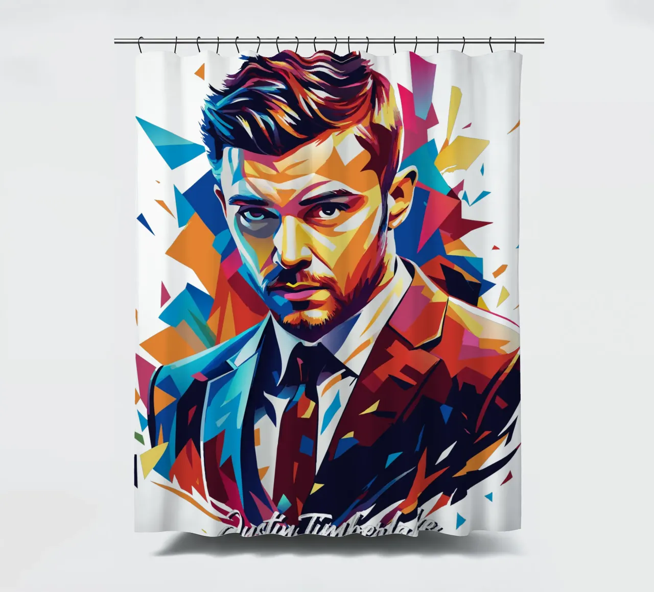 Justin Timberlake Portrait in WPAP Pop Art tenda da doccia da vectorartnesia