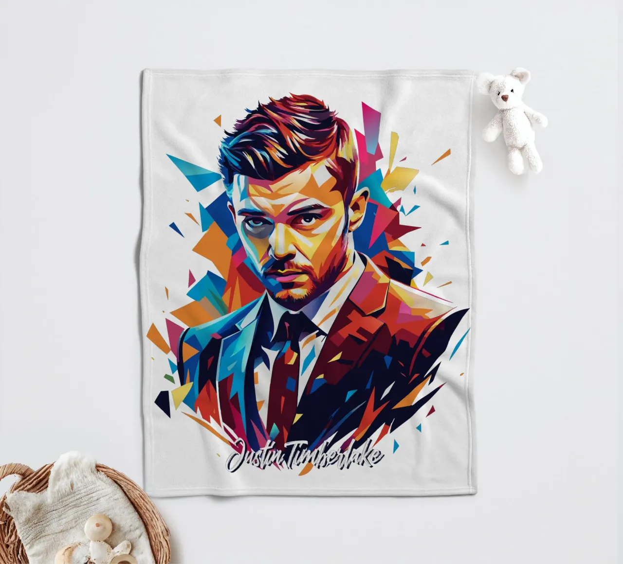 Justin Timberlake Portrait in WPAP Pop Art coperta in pile da vectorartnesia