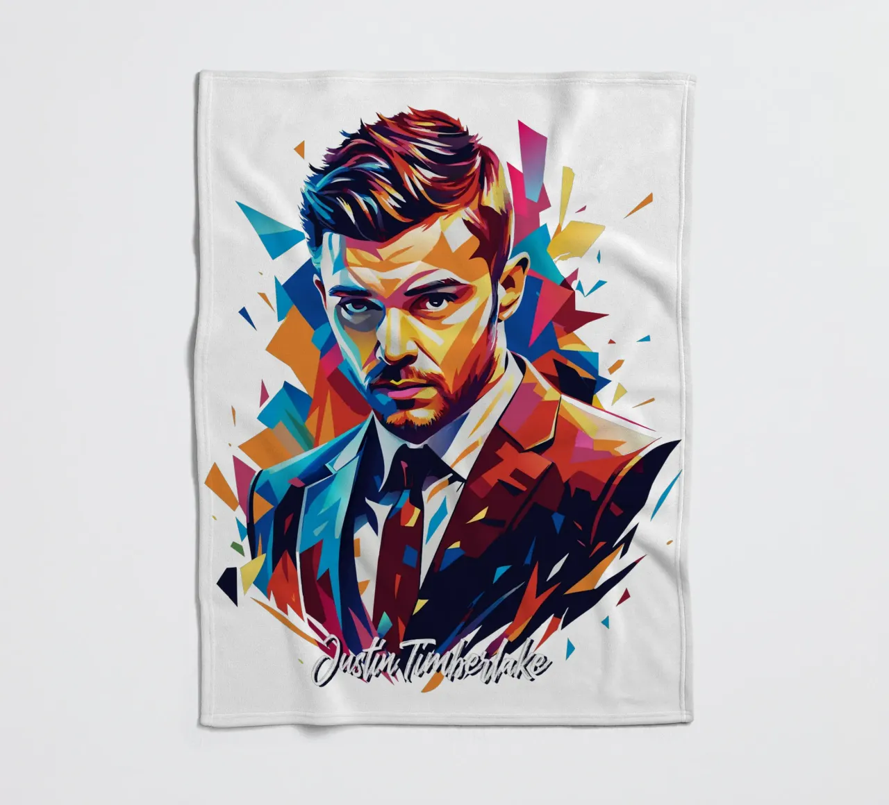 Justin Timberlake Portrait in WPAP Pop Art coperta in pile da vectorartnesia
