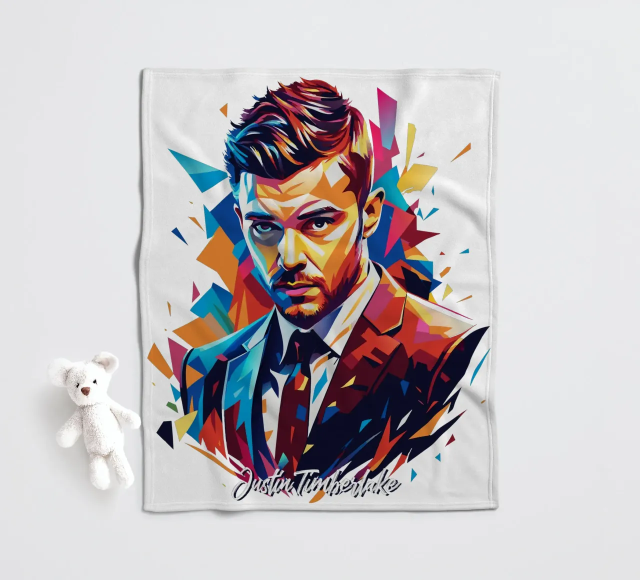 Justin Timberlake Portrait in WPAP Pop Art coperta in pile da vectorartnesia