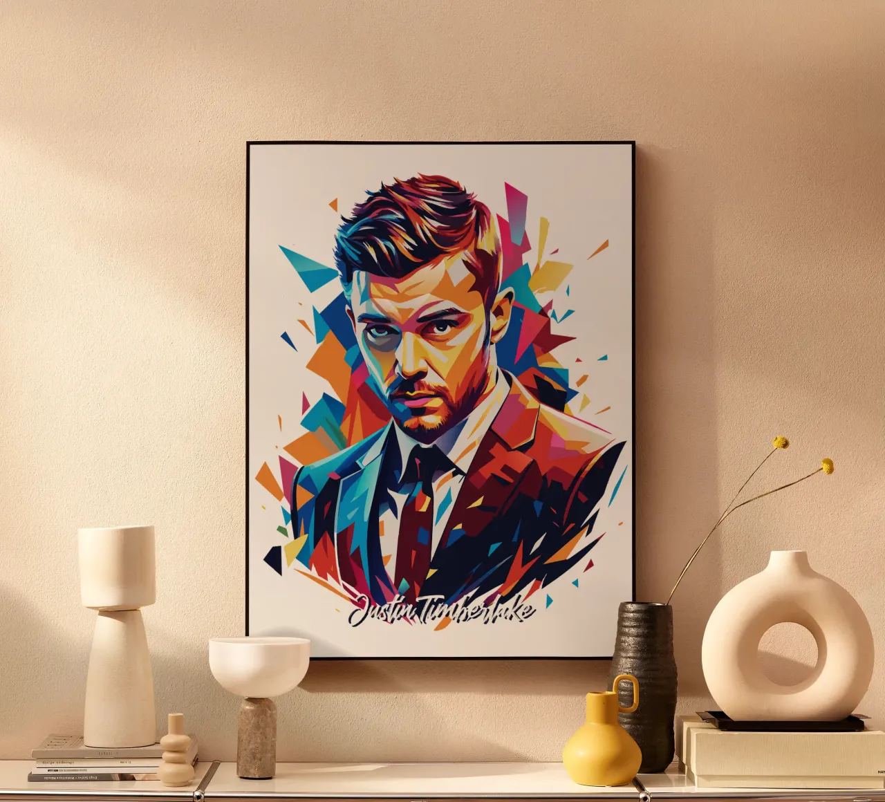 Justin Timberlake Portrait in WPAP Pop Art plexiglass da vectorartnesia