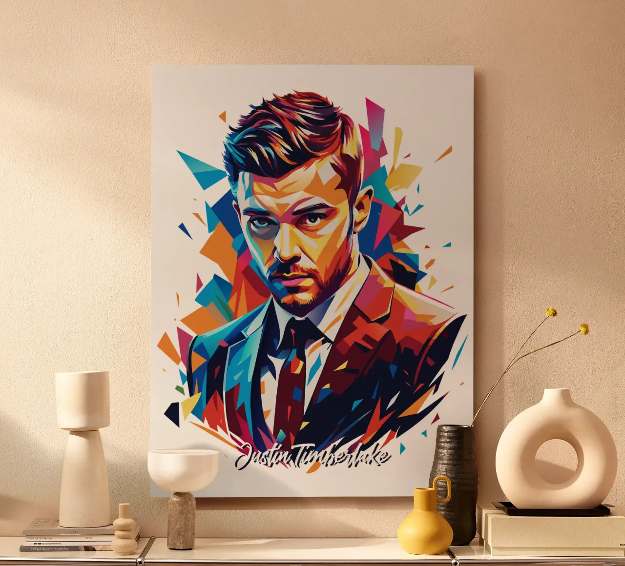 Justin Timberlake Portrait in WPAP Pop Art pannello forex da vectorartnesia