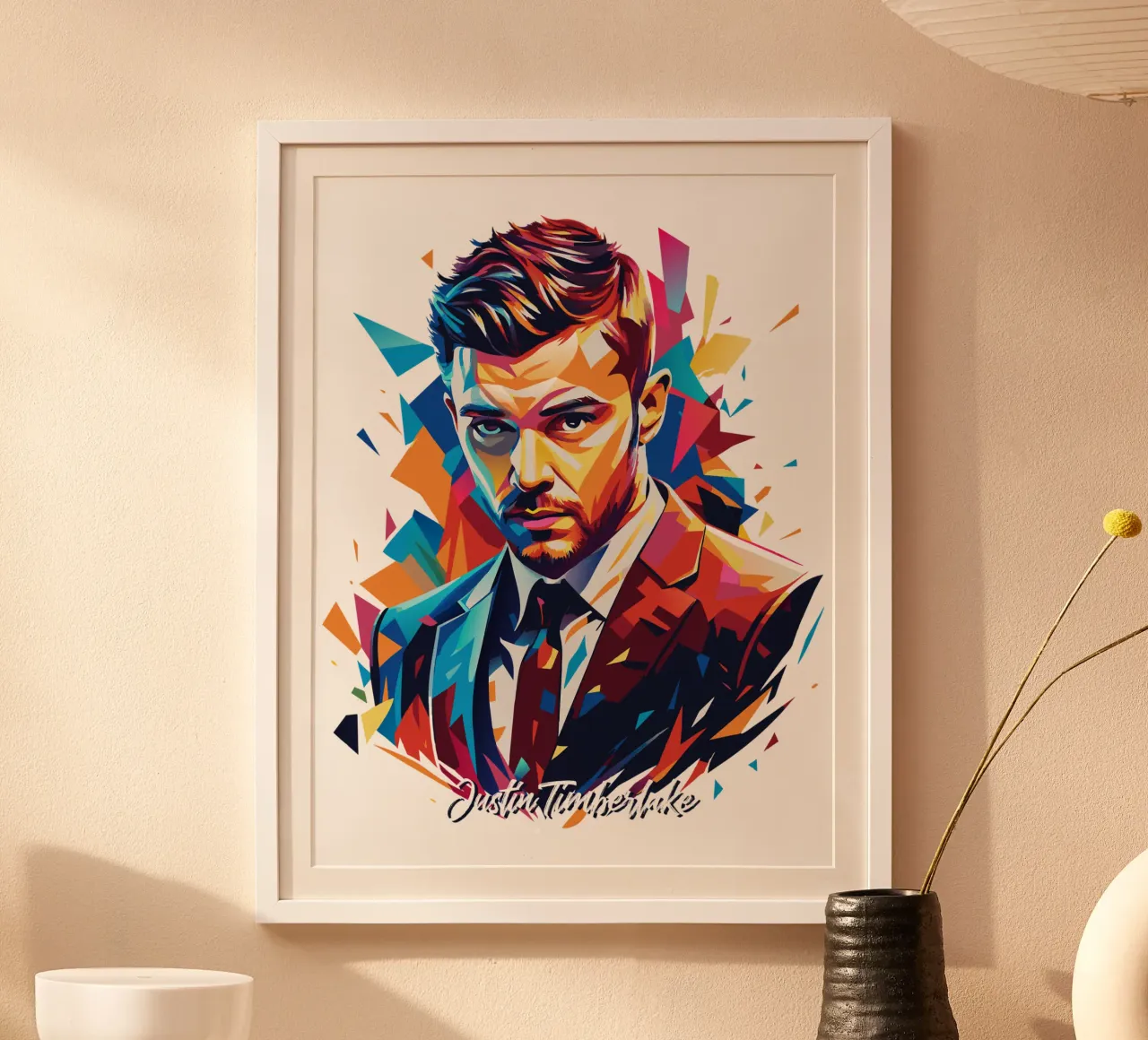 Justin Timberlake Portrait in WPAP Pop Art carta hahnemühle da vectorartnesia