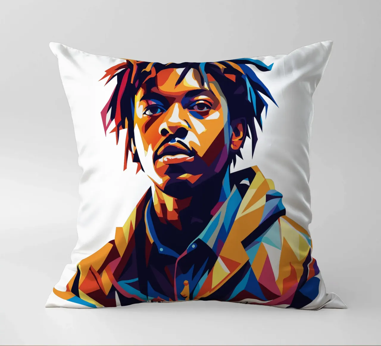 Juice WRLD Portrait in WPAP Pop Art cuscino da vectorartnesia