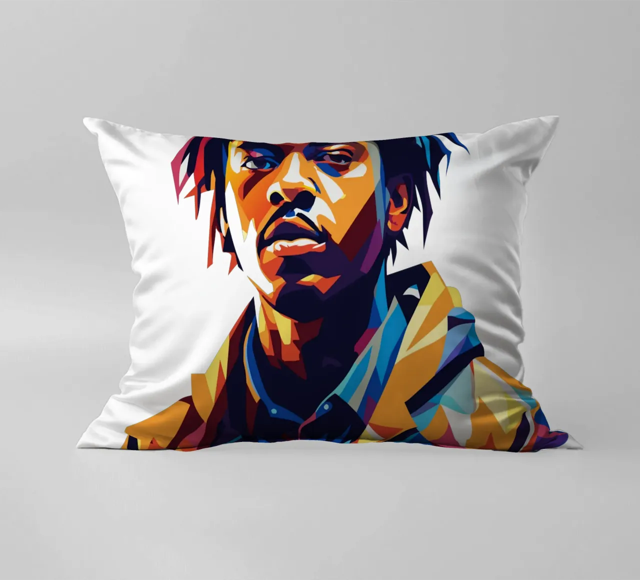 Juice WRLD Portrait in WPAP Pop Art cuscino da vectorartnesia