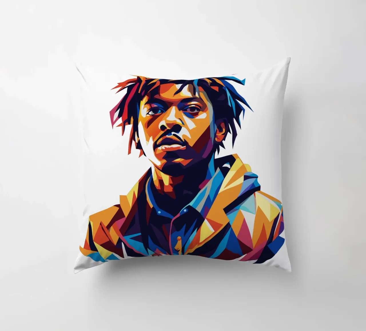 Juice WRLD Portrait in WPAP Pop Art cuscino da vectorartnesia