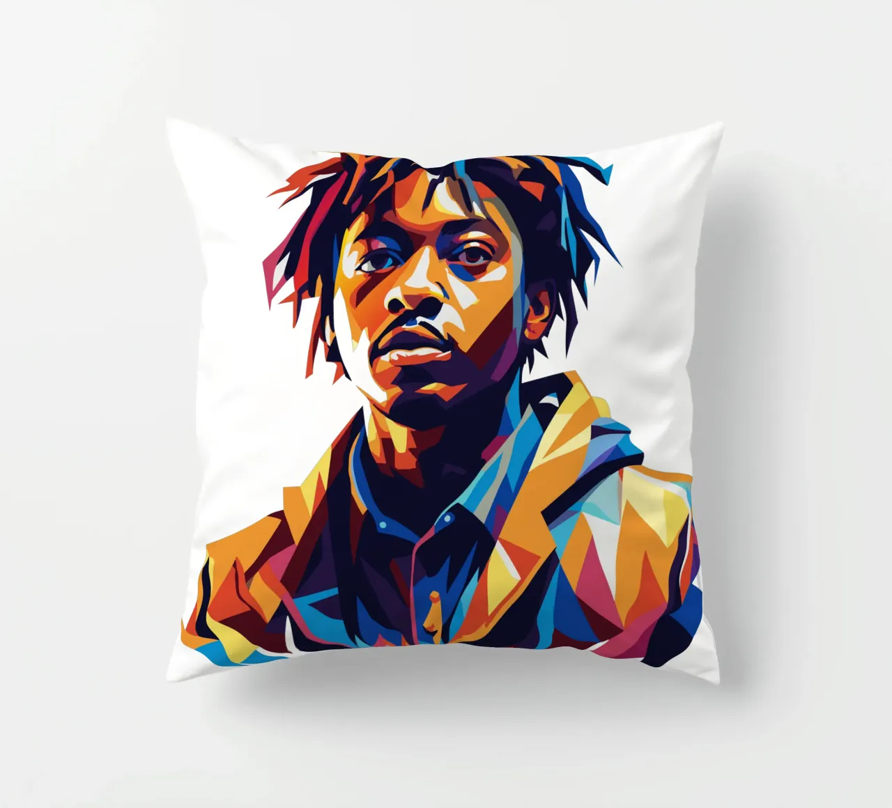 Juice WRLD Portrait in WPAP Pop Art Kissen von vectorartnesia