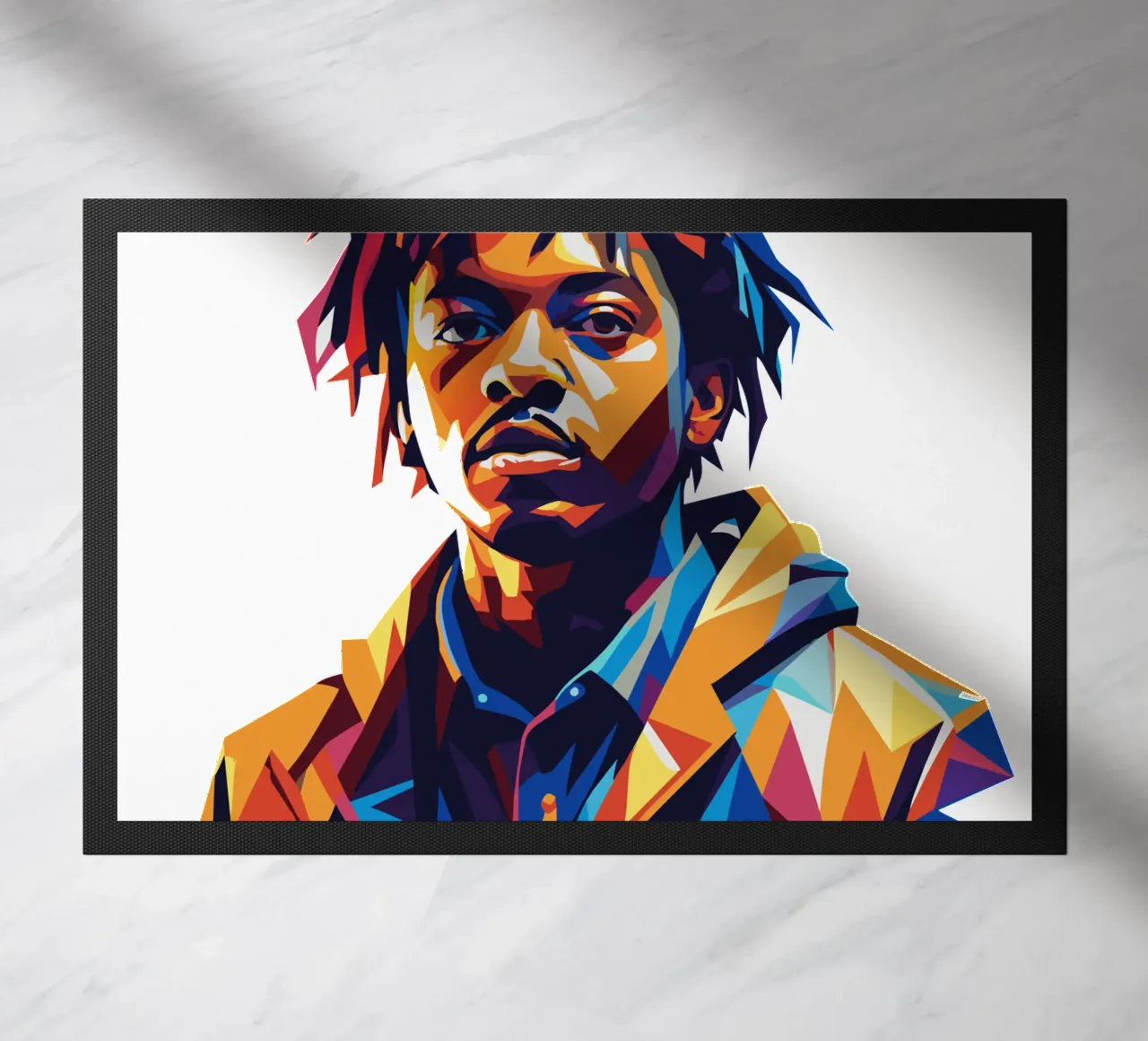 Juice WRLD Portrait in WPAP Pop Art Fußmatte von vectorartnesia