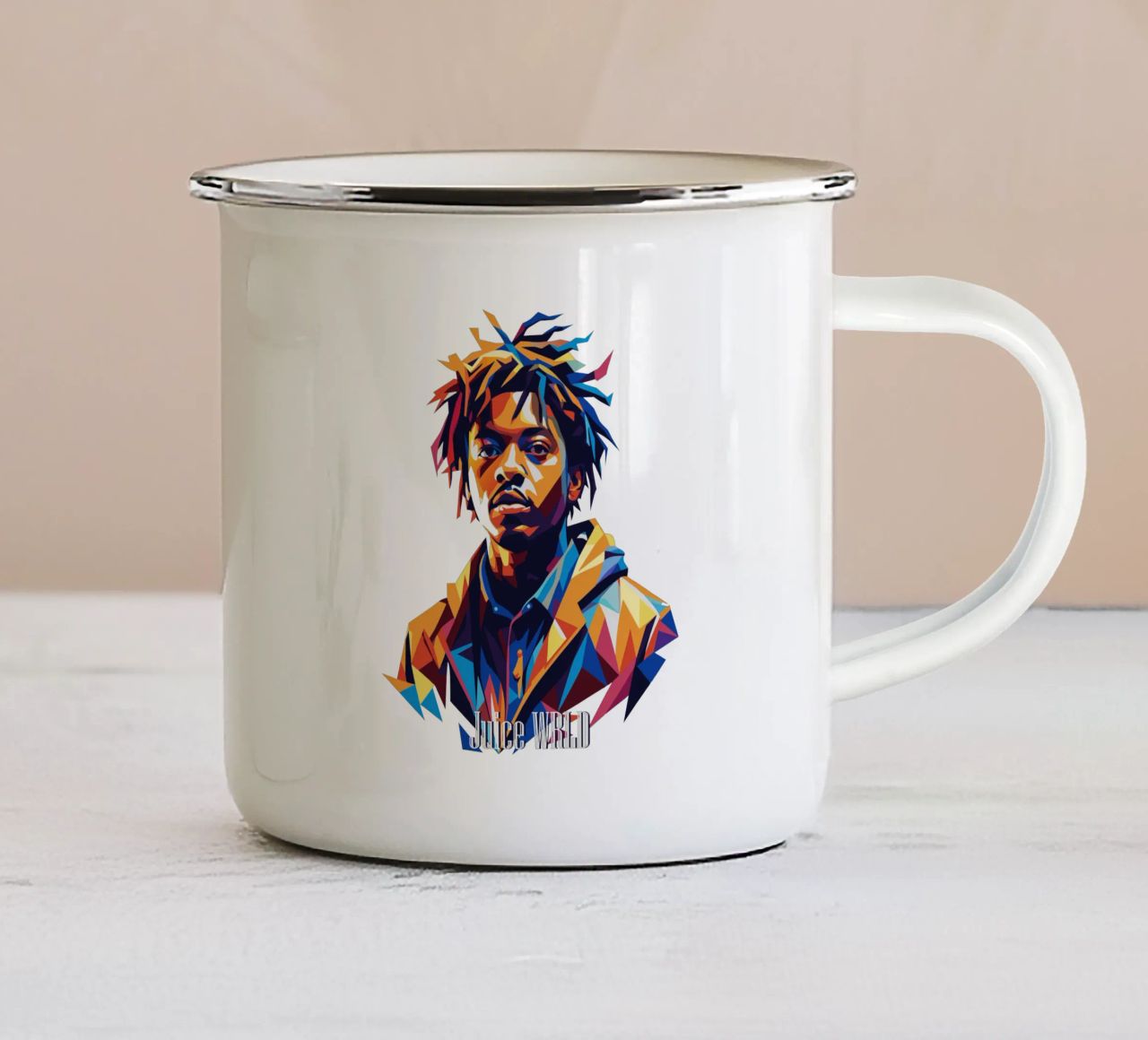 Juice WRLD Portrait in WPAP Pop Art tazza in smalto da vectorartnesia