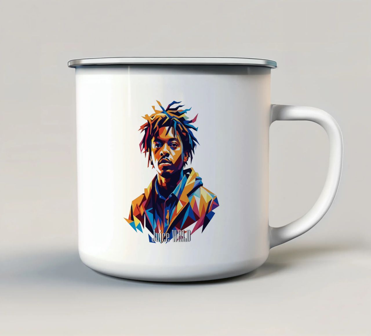 Juice WRLD Portrait in WPAP Pop Art tazza in smalto da vectorartnesia