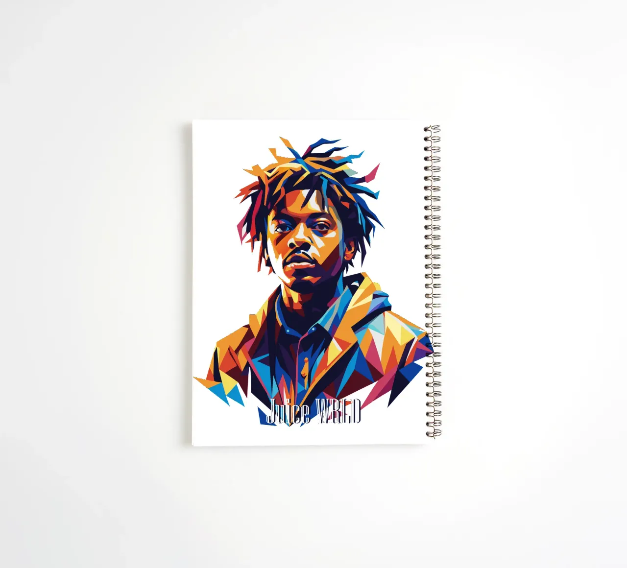 Juice WRLD Portrait in WPAP Pop Art spiral notebook by vectorartnesia