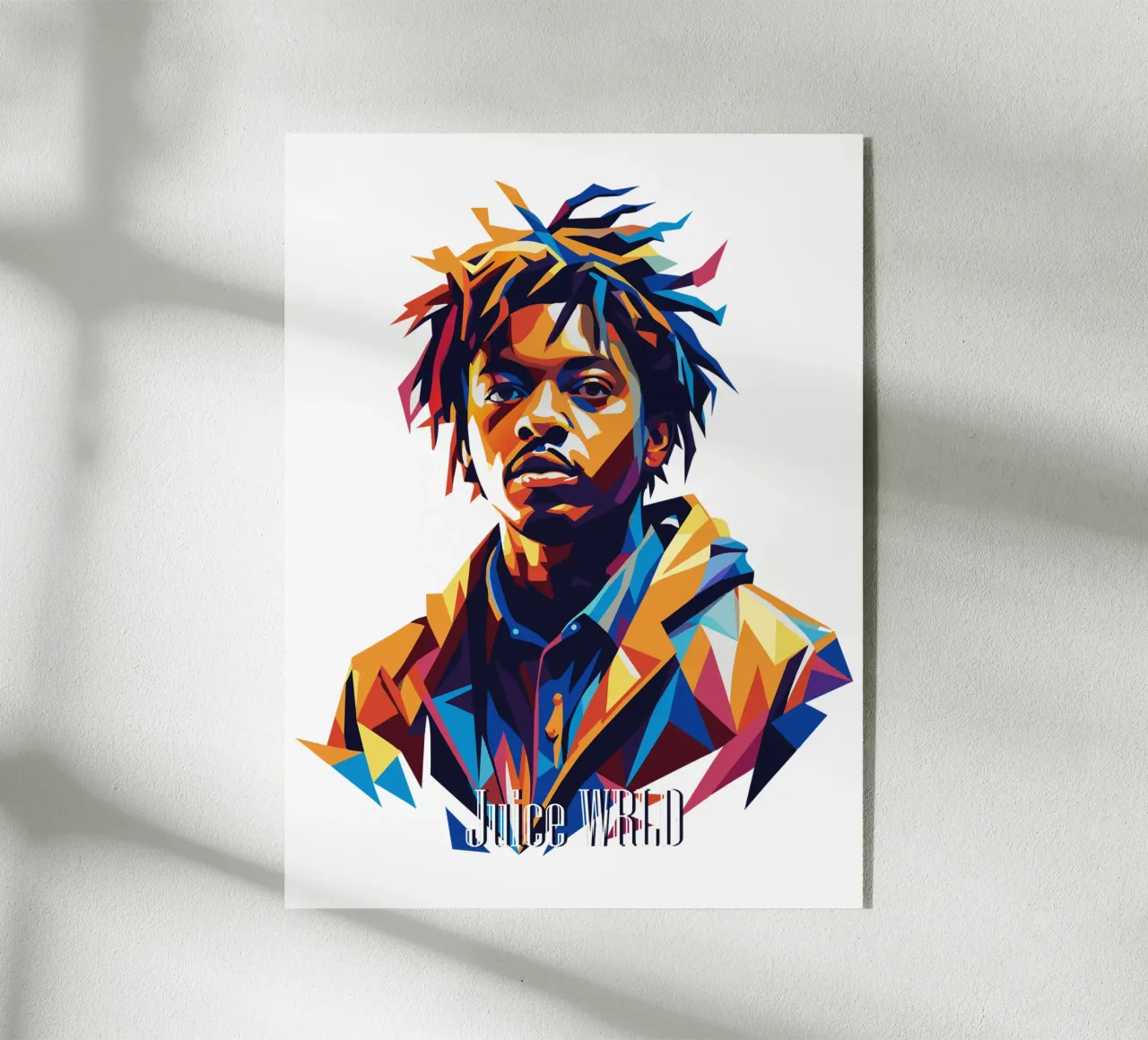 Juice WRLD Portrait in WPAP Pop Art metacrilato de vectorartnesia