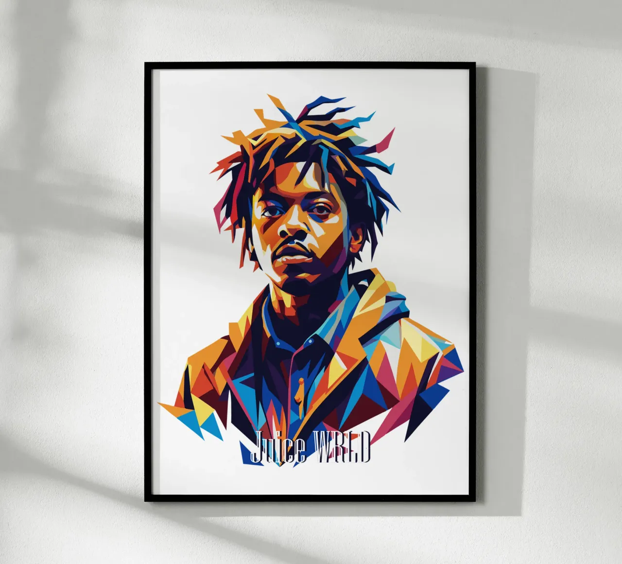 Juice WRLD Portrait in WPAP Pop Art poster con telaio in plastica da vectorartnesia