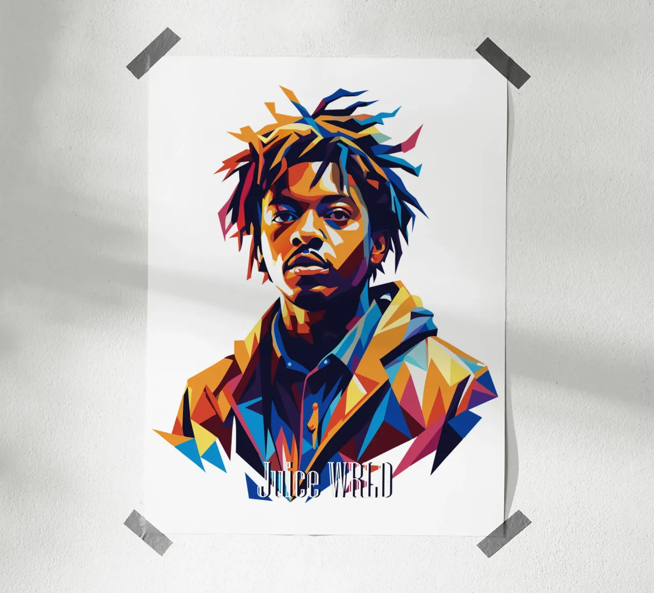 Juice WRLD Portrait in WPAP Pop Art poster con telaio in plastica da vectorartnesia