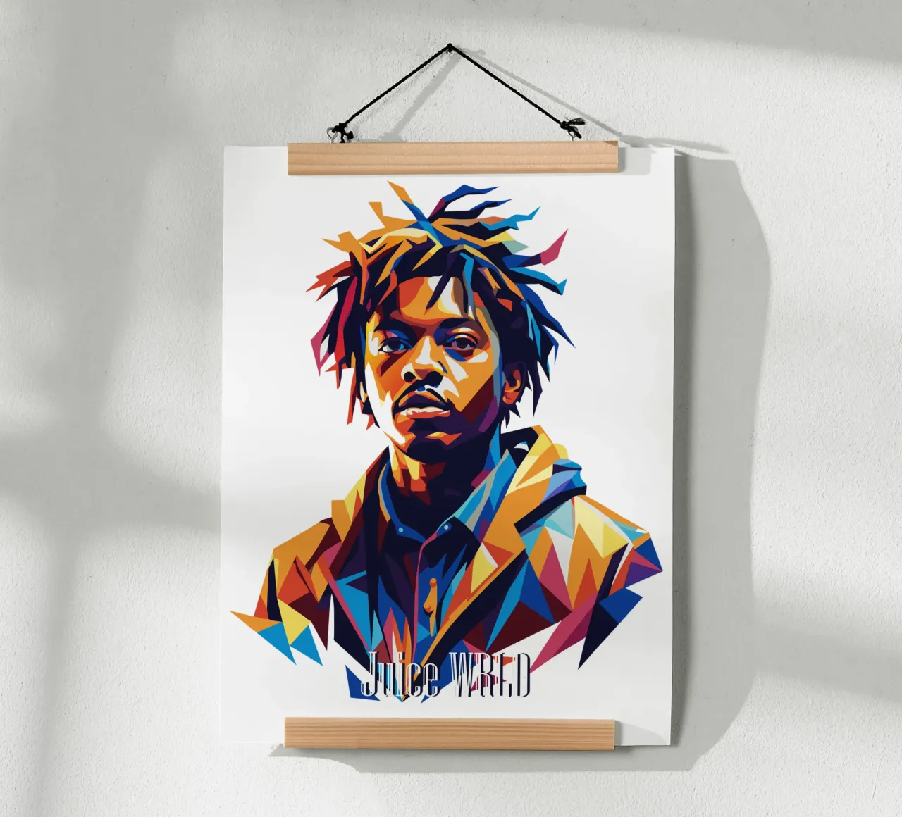 Juice WRLD Portrait in WPAP Pop Art poster con telaio in plastica da vectorartnesia