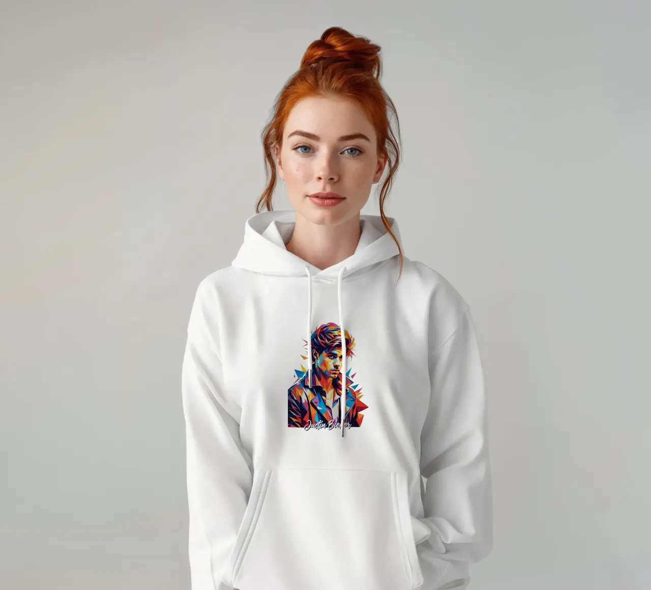 Justin Bieber Portrait in WPAP Pop Art Hoodie von vectorartnesia