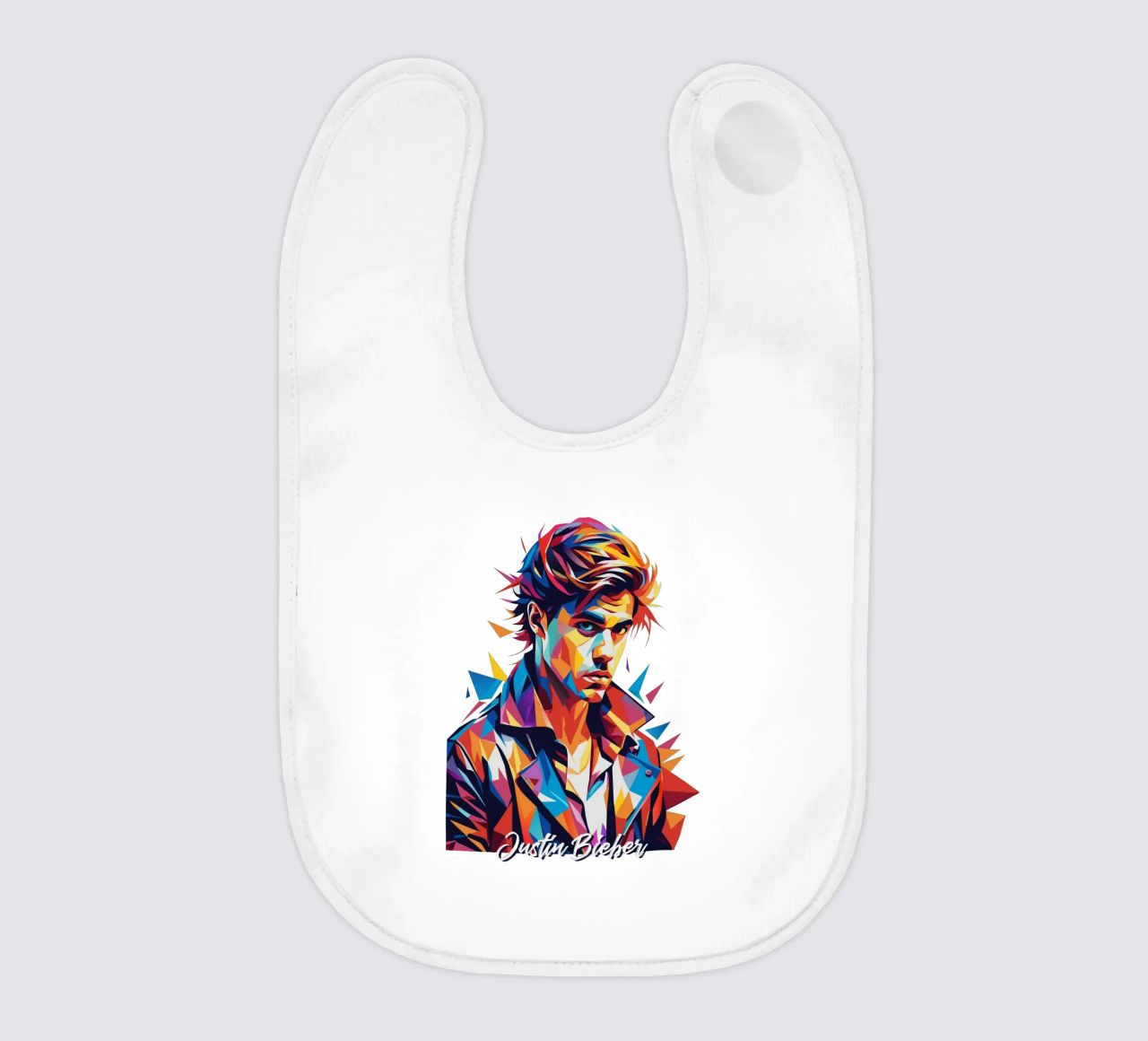 Justin Bieber Portrait in WPAP Pop Art bavaglino da vectorartnesia