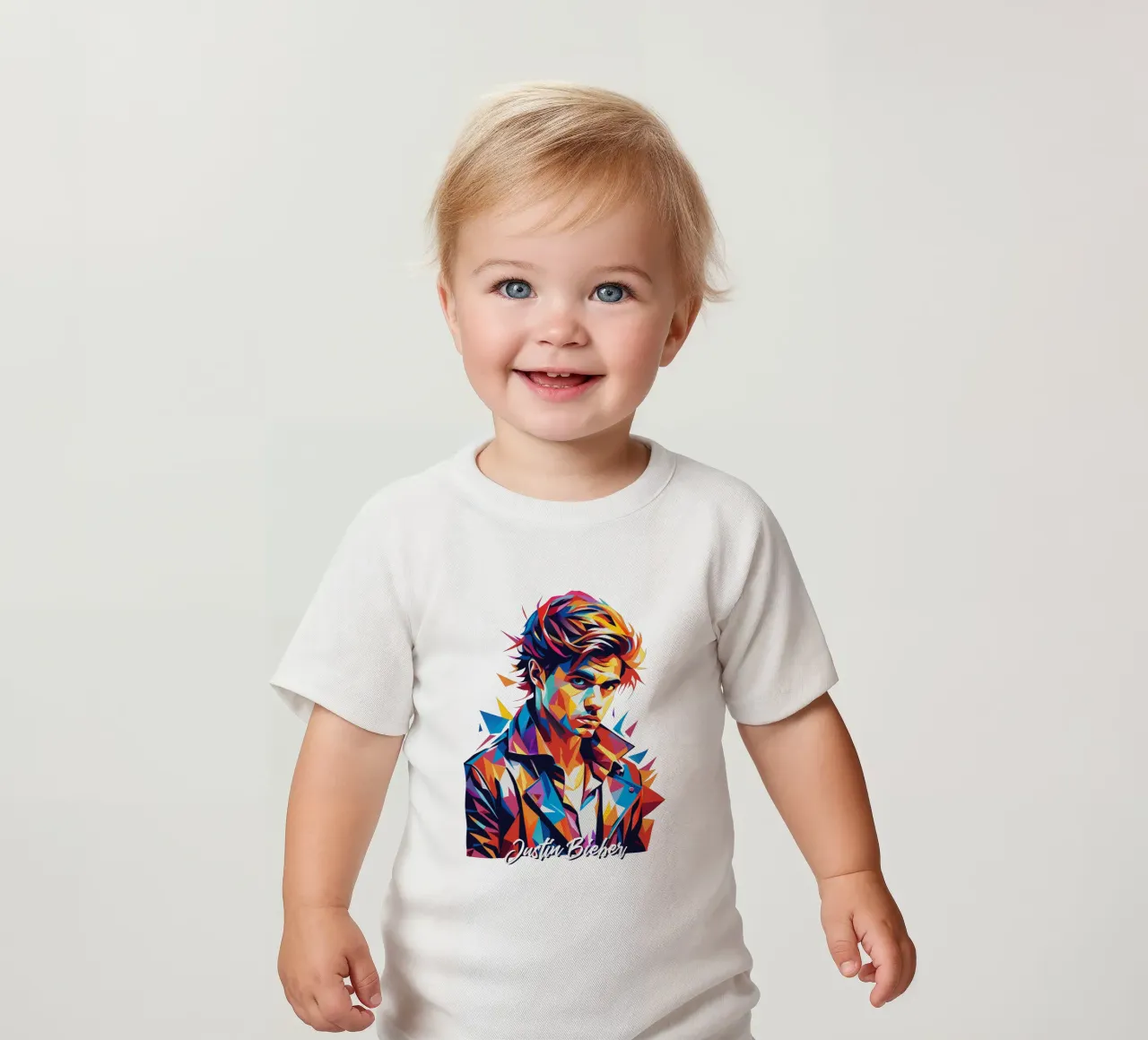 Justin Bieber Portrait in WPAP Pop Art maglietta neonato da vectorartnesia