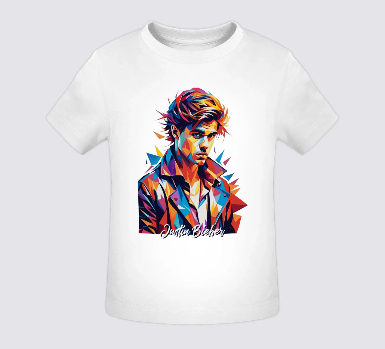 Justin Bieber Portrait in WPAP Pop Art maglietta neonato da vectorartnesia