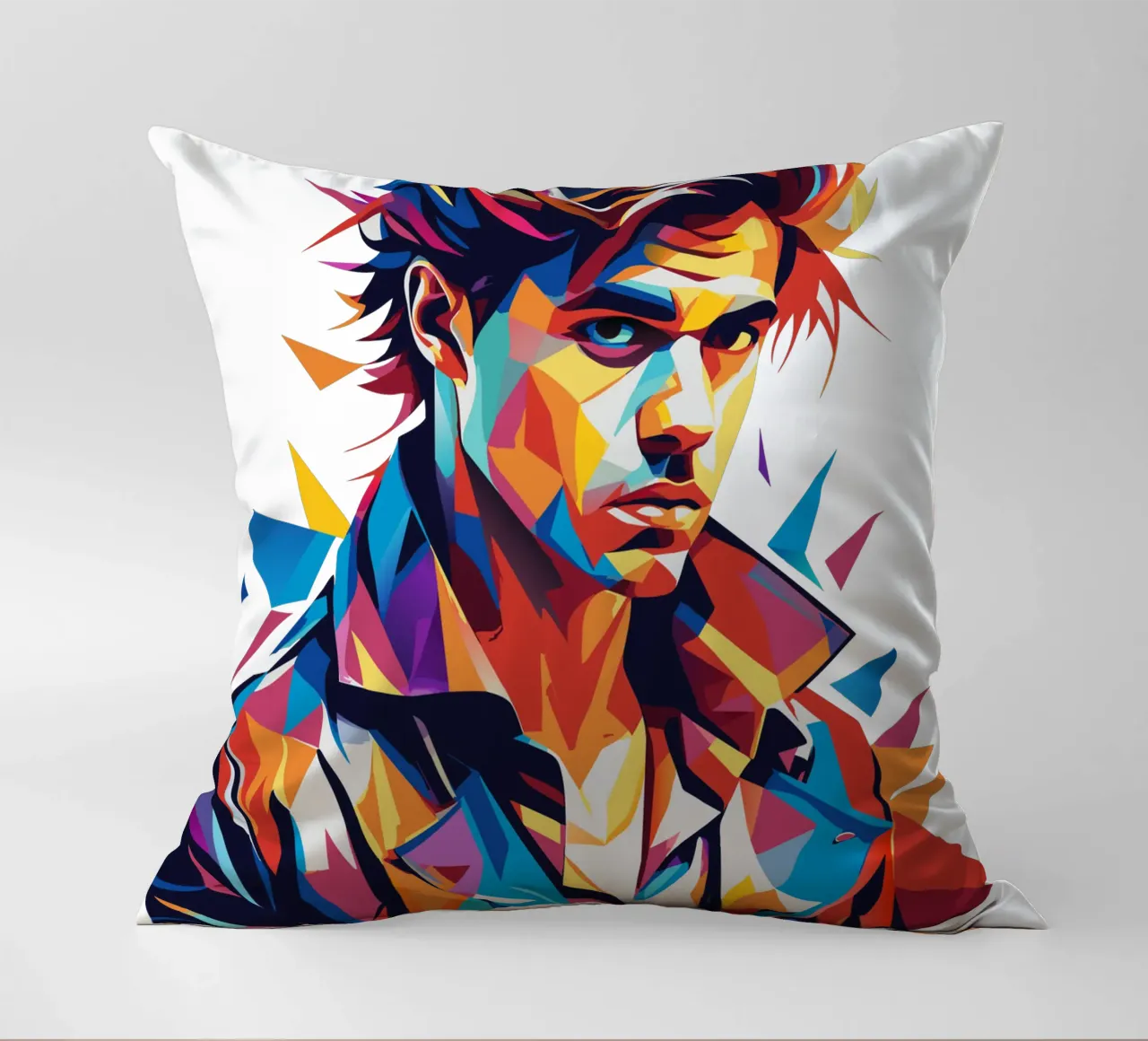 Justin Bieber Portrait in WPAP Pop Art Kissen von vectorartnesia