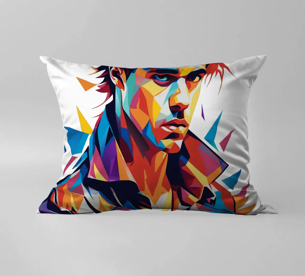 Justin Bieber Portrait in WPAP Pop Art cuscino da vectorartnesia