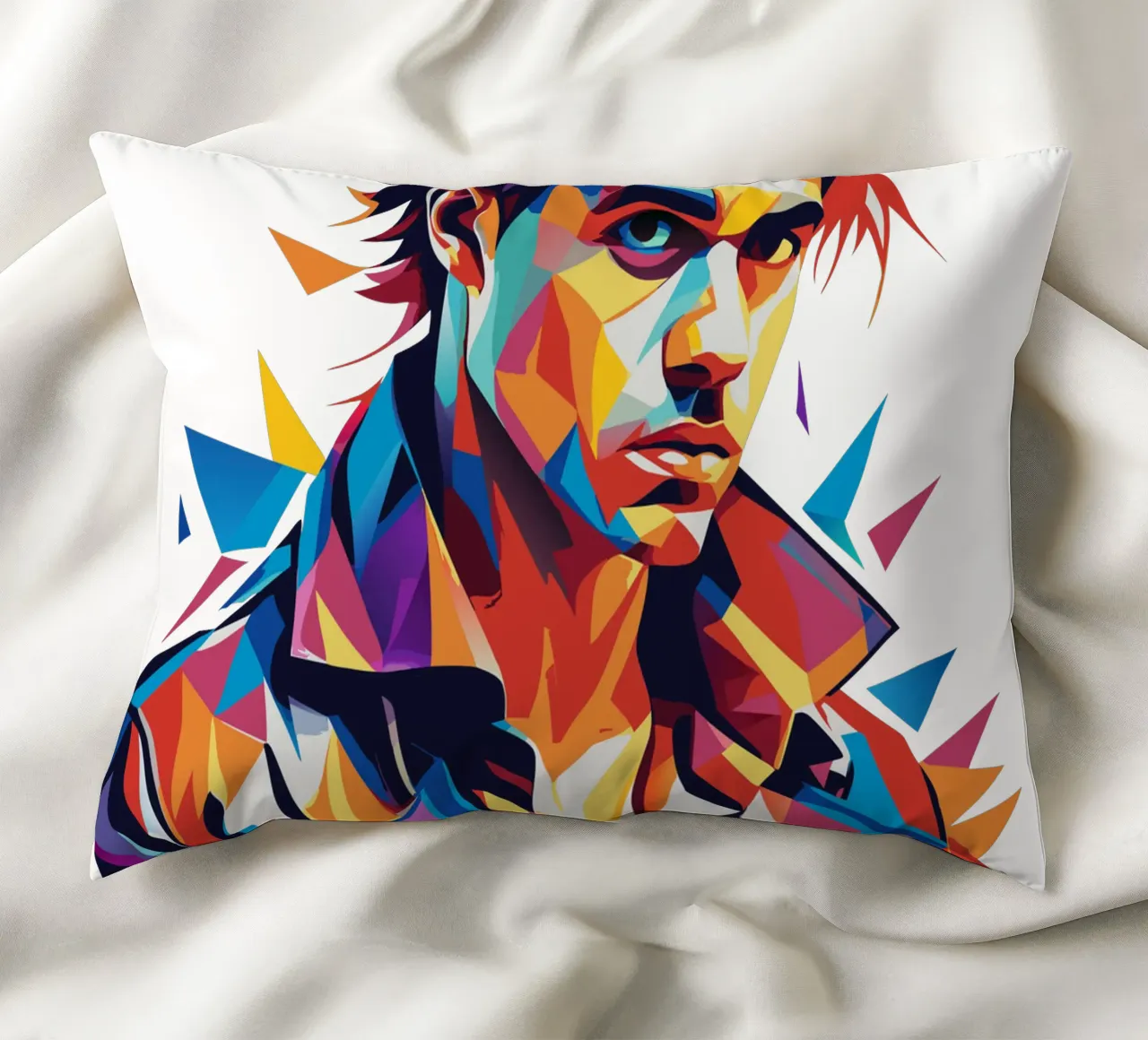 Justin Bieber Portrait in WPAP Pop Art cuscino da vectorartnesia