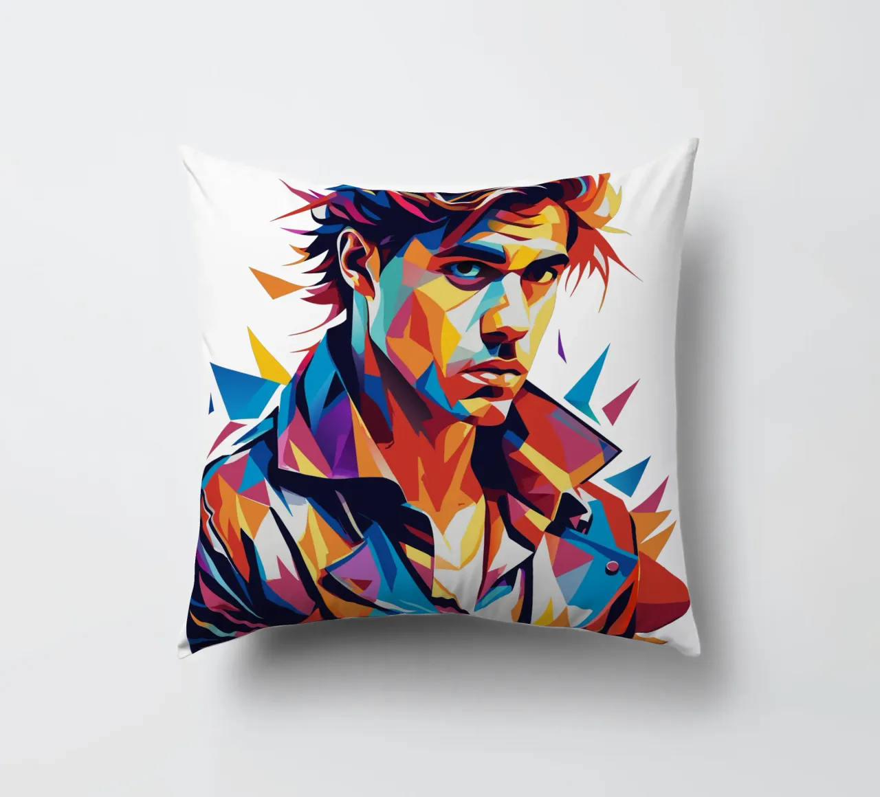 Justin Bieber Portrait in WPAP Pop Art cuscino da vectorartnesia